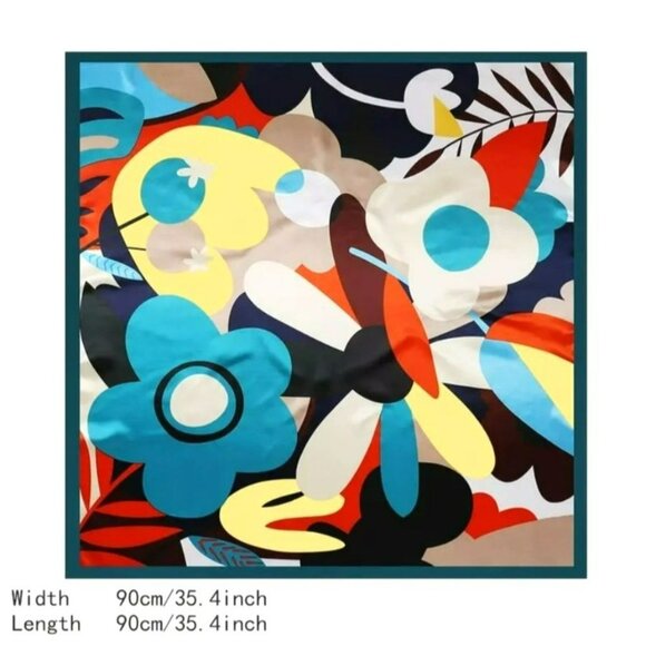 NWT - Flower Print Bandana Square Head Scarf (SKU 0054) - Picture 3 of 3